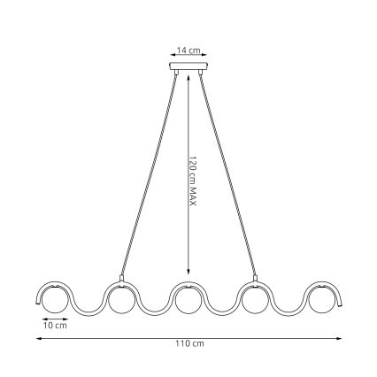 Κρεμαστό φωτιστικό με καλώδιο SINUS 5xG9/8W/230V, μαύρο