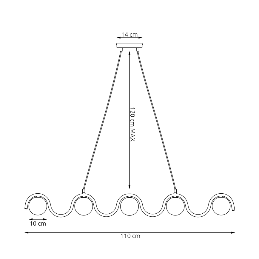 Κρεμαστό φωτιστικό με καλώδιο SINUS 5xG9/8W/230V, μαύρο