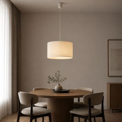 Κρεμαστό φωτιστικό με καλώδιο SIRJA PLISADO 1xE27/15W/230V διάμετρος 35 cm χρώμα εκρού