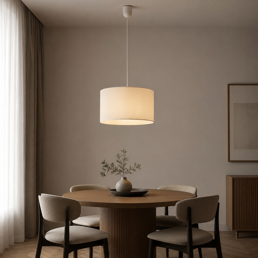 Κρεμαστό φωτιστικό με καλώδιο SIRJA PLISADO 1xE27/15W/230V διάμετρος 35 cm χρώμα εκρού