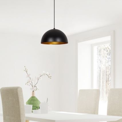 Κρεμαστό φωτιστικό με καλώδιο SIVANI 1xE27/40W/230V, Ø 30 εκ., μαύρο/χάλκινο