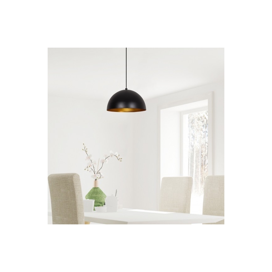 Κρεμαστό φωτιστικό με καλώδιο SIVANI 1xE27/40W/230V, Ø 30 εκ., μαύρο/χάλκινο