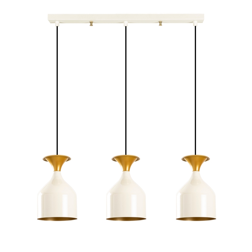 Κρεμαστό φωτιστικό με καλώδιο SIVANI 3xE27/40W/230V λευκό/χάλκινο