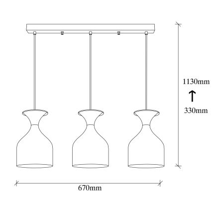 Κρεμαστό φωτιστικό με καλώδιο SIVANI 3xE27/40W/230V λευκό/χάλκινο