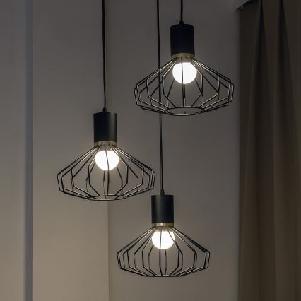 Κρεμαστό φωτιστικό με καλώδιο SOLANO 3xE27/15W/230V μαύρο/χρυσό