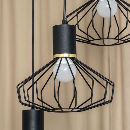 Κρεμαστό φωτιστικό με καλώδιο SOLANO 3xE27/15W/230V μαύρο/χρυσό