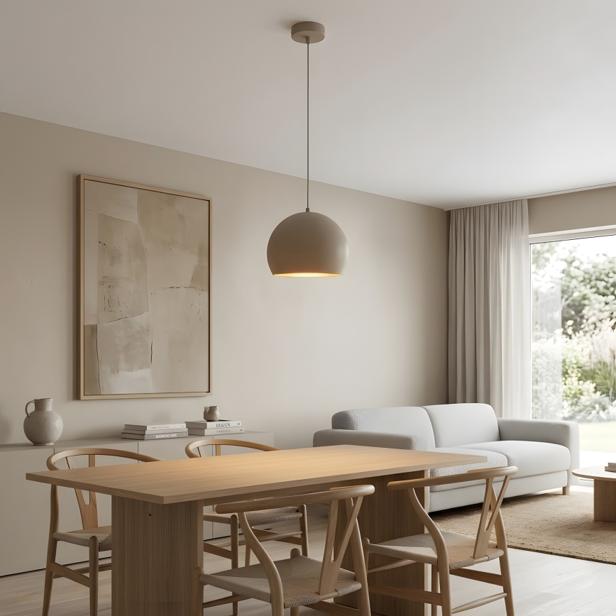 Κρεμαστό φωτιστικό με καλώδιο SOOL 1xE27/15W/230V Ø 27 εκ. μπεζ