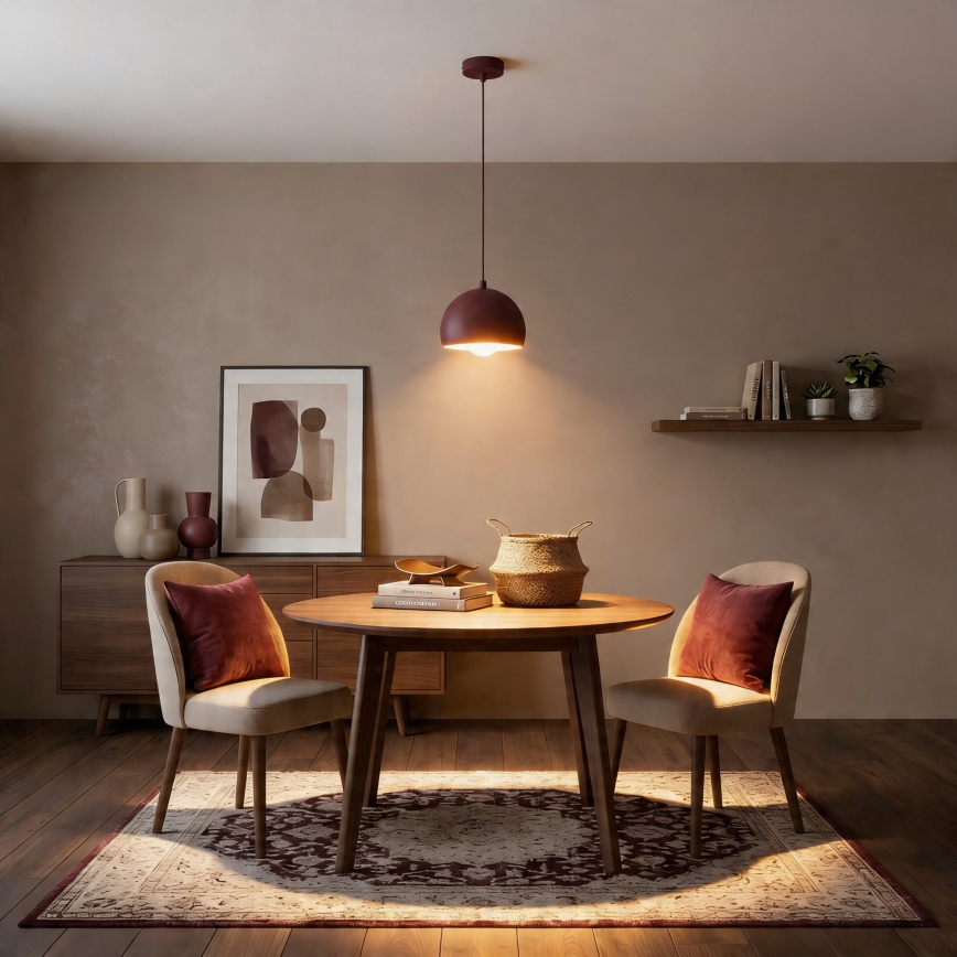 Κρεμαστό φωτιστικό με καλώδιο SOOL 1xE27/15W/230V διάμ. 15 cm μπορντό