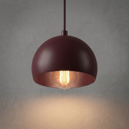 Κρεμαστό φωτιστικό με καλώδιο SOOL 1xE27/15W/230V διάμ. 15 cm μπορντό