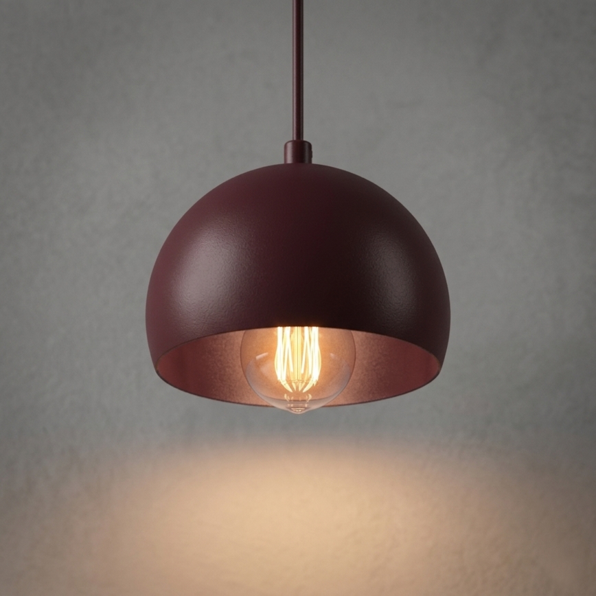 Κρεμαστό φωτιστικό με καλώδιο SOOL 1xE27/15W/230V διάμ. 15 cm μπορντό