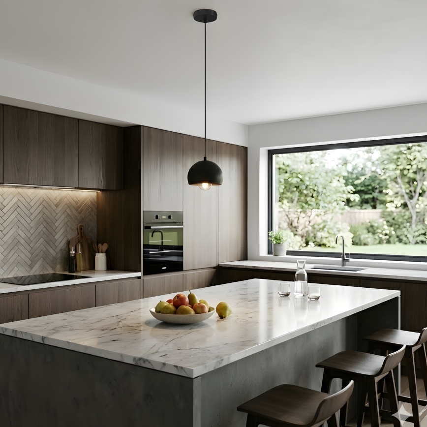 Κρεμαστό φωτιστικό με καλώδιο SOOL 1xE27/15W/230V διάμ. 15 εκ. μαύρο