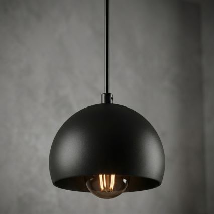 Κρεμαστό φωτιστικό με καλώδιο SOOL 1xE27/15W/230V διάμ. 15 εκ. μαύρο
