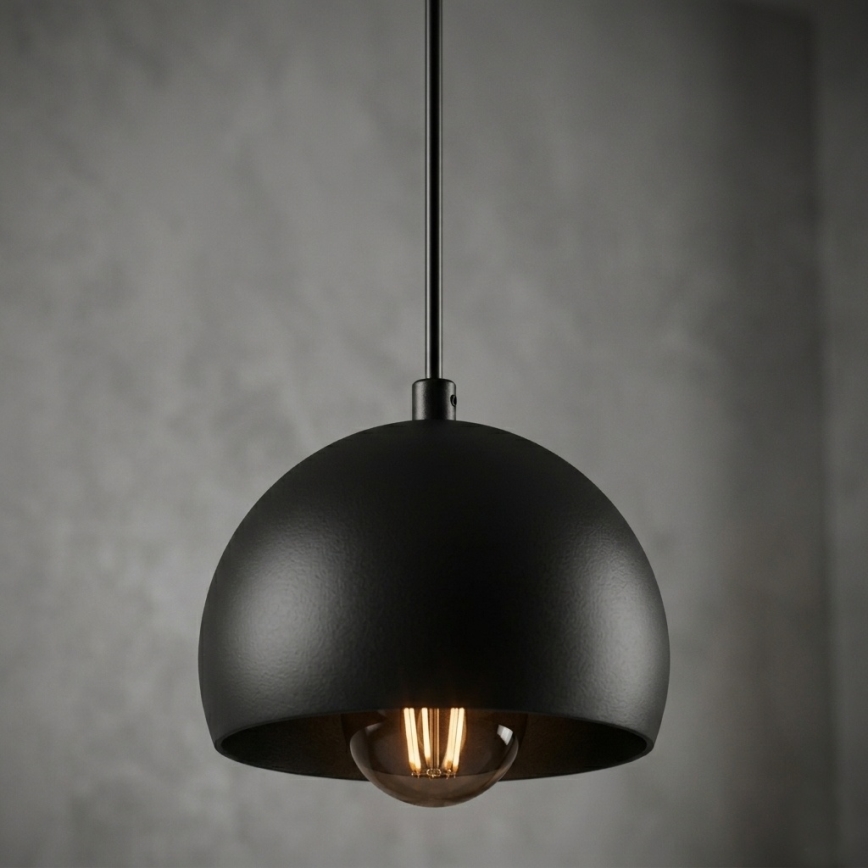 Κρεμαστό φωτιστικό με καλώδιο SOOL 1xE27/15W/230V διάμ. 15 εκ. μαύρο
