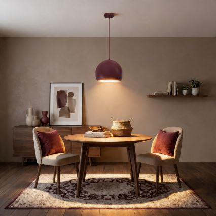 Κρεμαστό φωτιστικό με καλώδιο SOOL 1xE27/15W/230V διάμ. 27 cm μπορντό