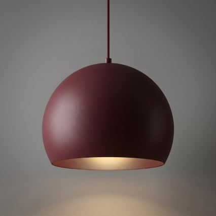 Κρεμαστό φωτιστικό με καλώδιο SOOL 1xE27/15W/230V διάμ. 27 cm μπορντό
