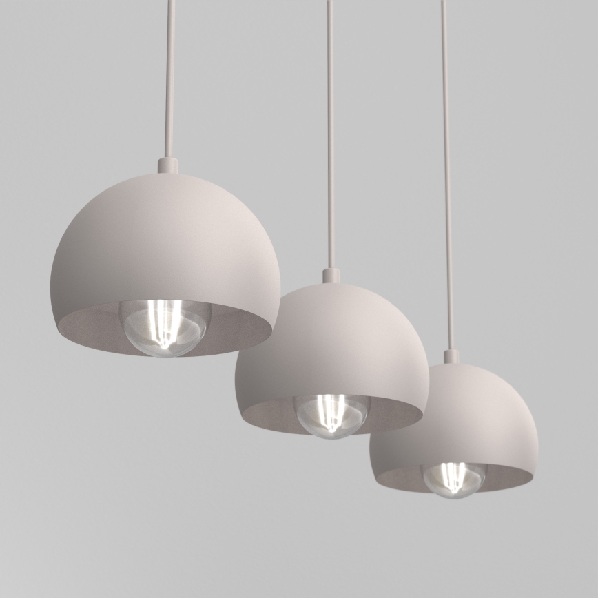 Κρεμαστό φωτιστικό με καλώδιο SOOL 3xE27/15W/230V σε κρεμ απόχρωση