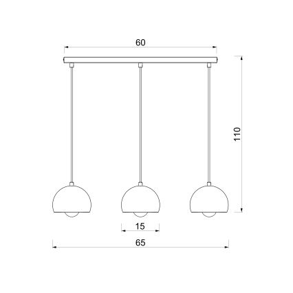 Κρεμαστό φωτιστικό με καλώδιο SOOL 3xE27/15W/230V σε κρεμ απόχρωση
