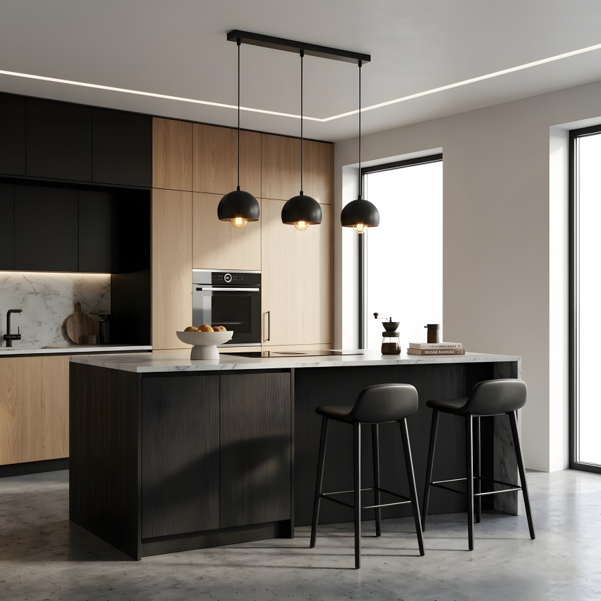 Κρεμαστό φωτιστικό με καλώδιο SOOL 3xE27/15W/230V μαύρο