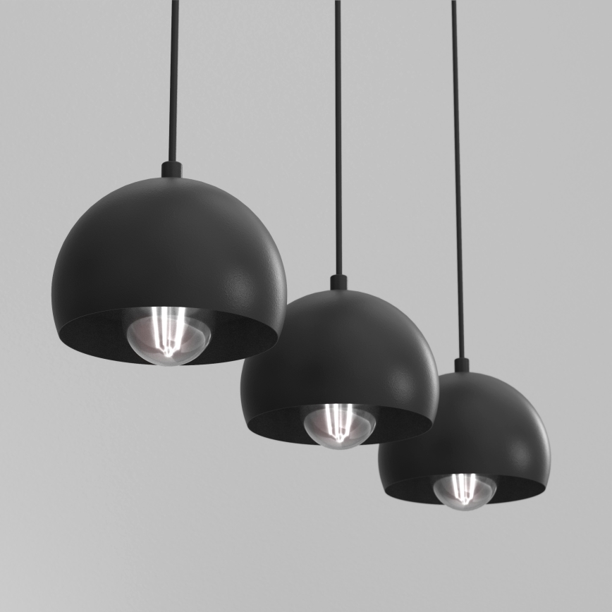Κρεμαστό φωτιστικό με καλώδιο SOOL 3xE27/15W/230V μαύρο