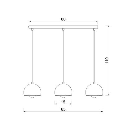 Κρεμαστό φωτιστικό με καλώδιο SOOL 3xE27/15W/230V μαύρο