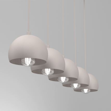 Κρεμαστό φωτιστικό με καλώδιο SOOL 5xE27/15W/230V σε κρεμ απόχρωση