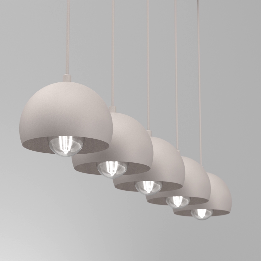 Κρεμαστό φωτιστικό με καλώδιο SOOL 5xE27/15W/230V σε κρεμ απόχρωση