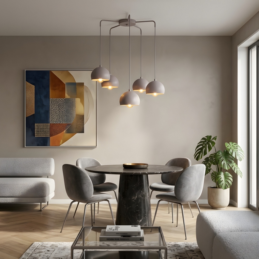 Κρεμαστό φωτιστικό με καλώδιο SOOL 5xE27/15W/230V εκρού