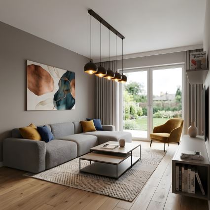 Κρεμαστό φωτιστικό με καλώδιο SOOL 5xE27/15W/230V μαύρο