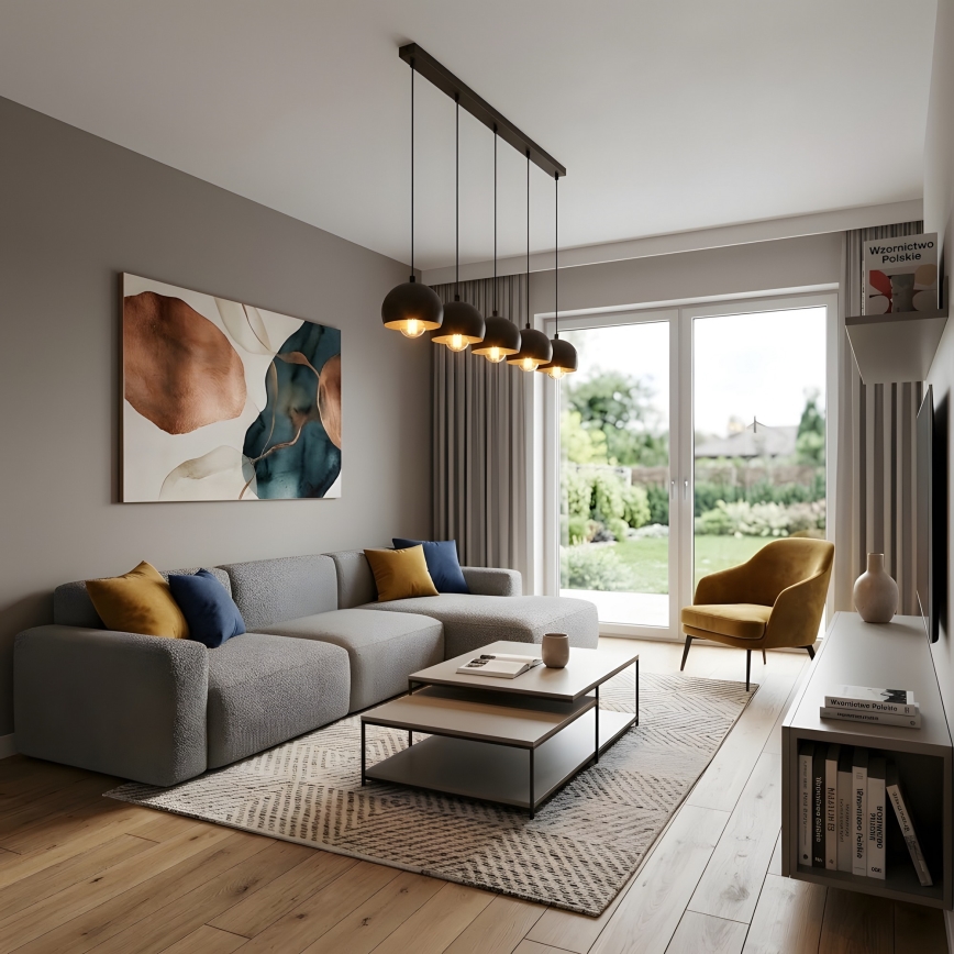 Κρεμαστό φωτιστικό με καλώδιο SOOL 5xE27/15W/230V μαύρο
