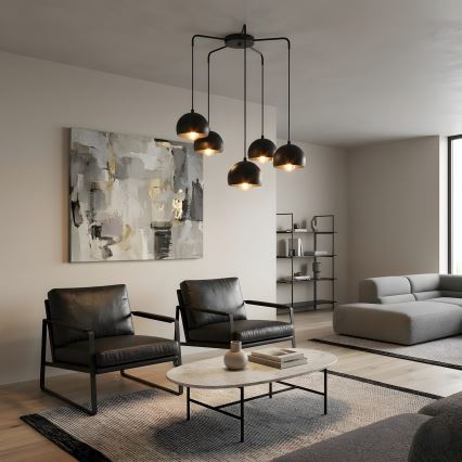 Κρεμαστό φωτιστικό με καλώδιο SOOL 5xE27/15W/230V μαύρο
