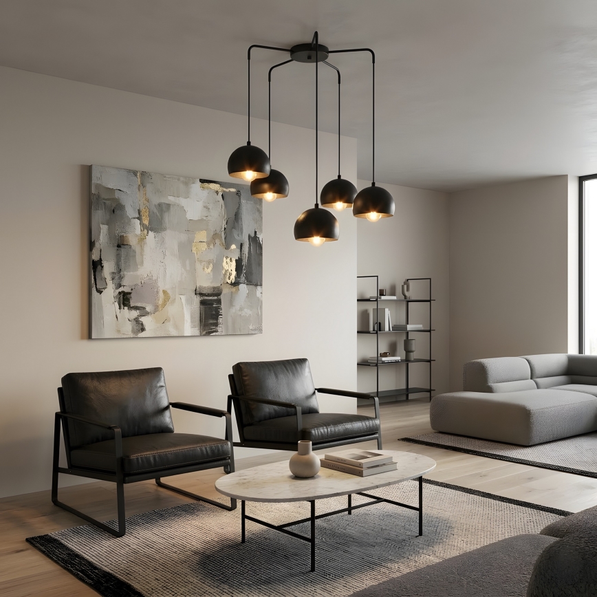 Κρεμαστό φωτιστικό με καλώδιο SOOL 5xE27/15W/230V μαύρο