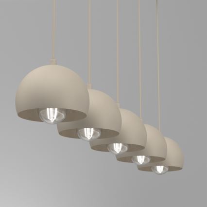 Κρεμαστό φωτιστικό με καλώδιο SOOL 5xE27/15W/230V μπεζ