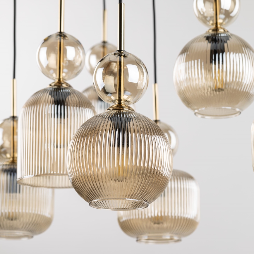 Κρεμαστό φωτιστικό με καλώδιο SOPHIA 5xE14/10W/230V μαύρο/καπνιστό μπεζ