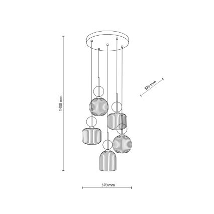 Κρεμαστό φωτιστικό με καλώδιο SOPHIA 5xE14/10W/230V μαύρο/καπνιστό μπεζ