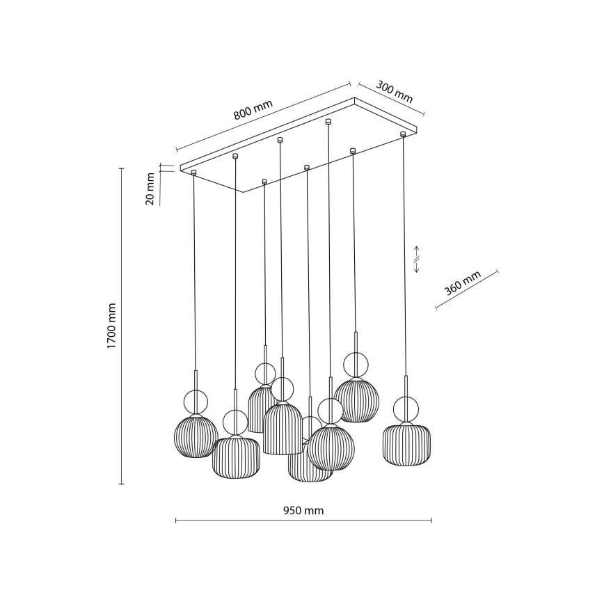 Κρεμαστό φωτιστικό με καλώδιο SOPHIA 8xE14/10W/230V μαύρο/καπνιστό μπεζ