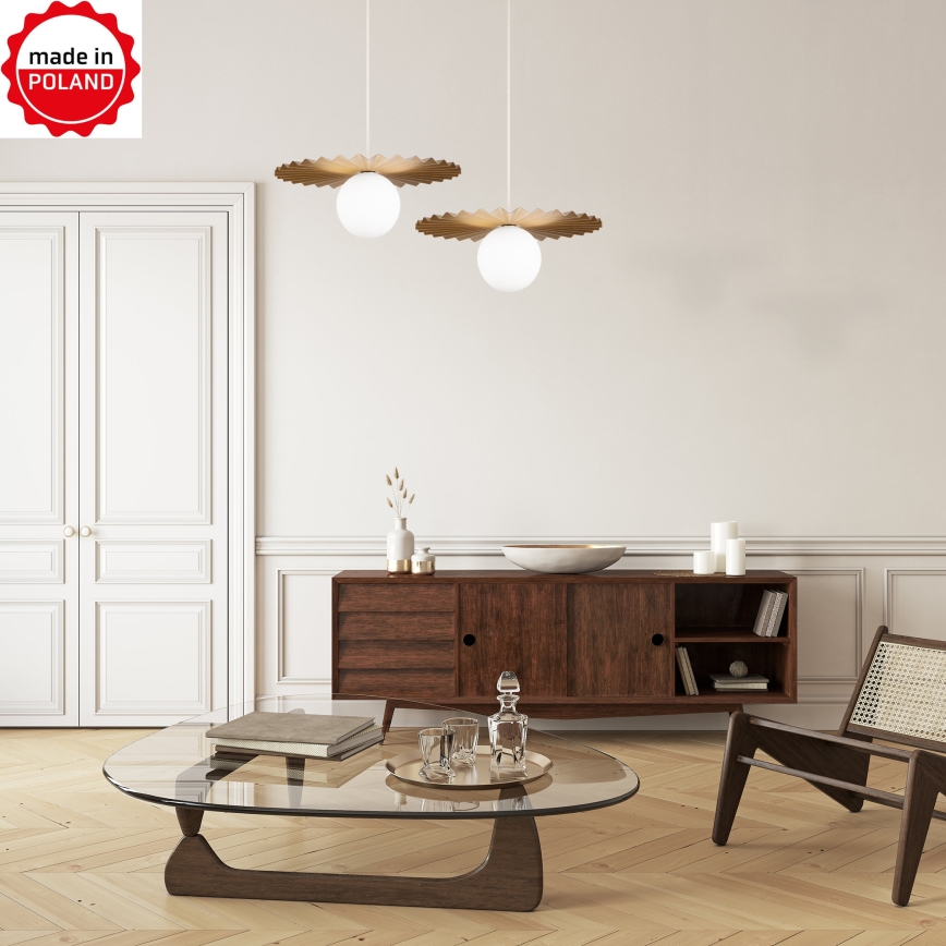 Κρεμαστό φωτιστικό με καλώδιο SUNPLISS 1xG9/10W/230V Ø 35 cm χρυσό/κρεμ