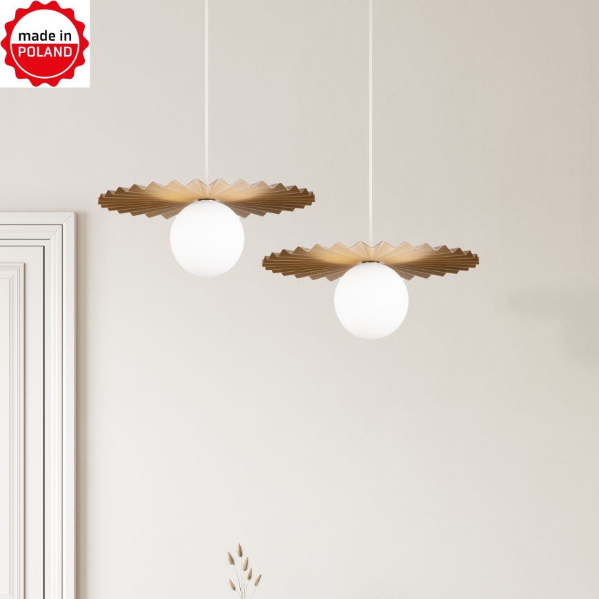 Κρεμαστό φωτιστικό με καλώδιο SUNPLISS 1xG9/10W/230V Ø 35 cm χρυσό/κρεμ