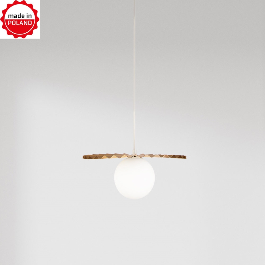 Κρεμαστό φωτιστικό με καλώδιο SUNPLISS, 1xG9/10W/230V, διάμ. 30 εκ., χρυσό/κρεμ