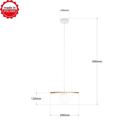 Κρεμαστό φωτιστικό με καλώδιο SUNPLISS, 1xG9/10W/230V, διάμ. 30 εκ., χρυσό/κρεμ