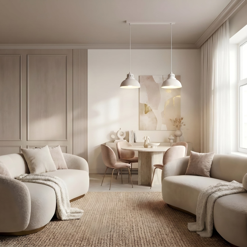 Κρεμαστό φωτιστικό με καλώδιο SVEN 2xE27/15W/230V, σε κρεμ απόχρωση