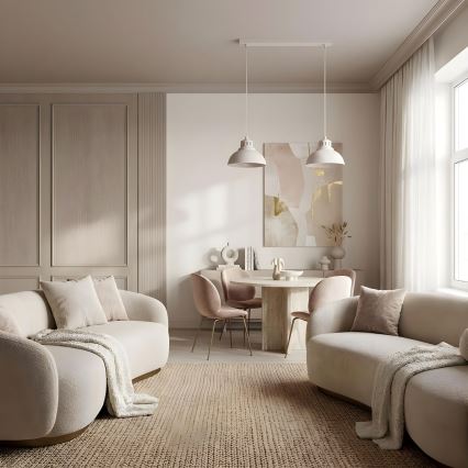Κρεμαστό φωτιστικό με καλώδιο SVEN 2xE27/15W/230V, σε κρεμ απόχρωση