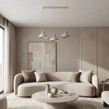 Κρεμαστό φωτιστικό με καλώδιο SVEN 3xE27/15W/230V σε απόχρωση κρεμ