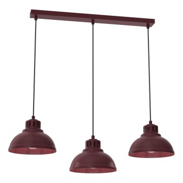 Κρεμαστό φωτιστικό με καλώδιο SVEN 3xE27/15W/230V μπορντό