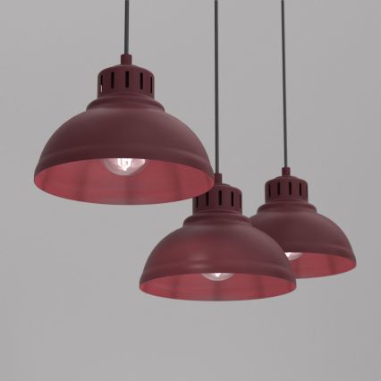 Κρεμαστό φωτιστικό με καλώδιο SVEN 3xE27/15W/230V μπορντό