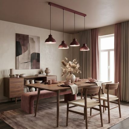 Κρεμαστό φωτιστικό με καλώδιο SVEN 4xE27/15W/230V μπορντό