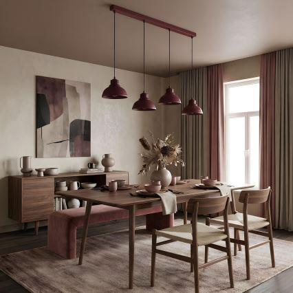 Κρεμαστό φωτιστικό με καλώδιο SVEN 4xE27/15W/230V μπορντό