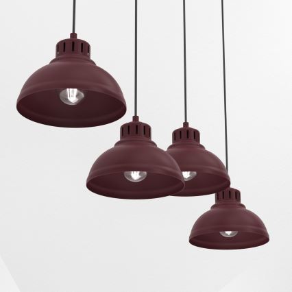 Κρεμαστό φωτιστικό με καλώδιο SVEN 4xE27/15W/230V μπορντό