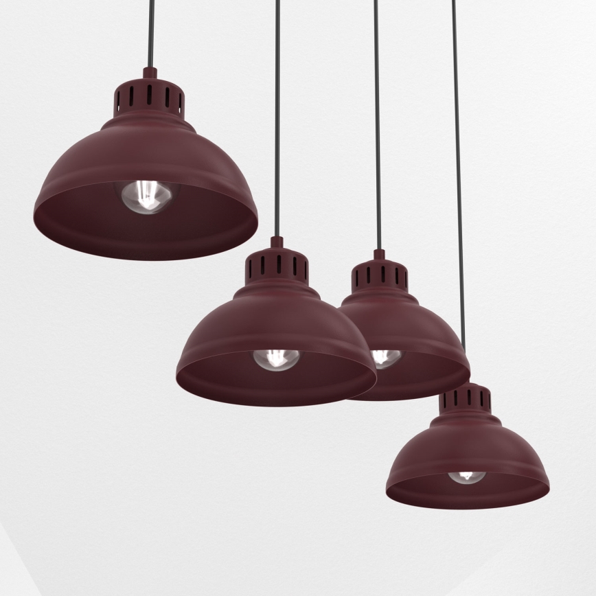 Κρεμαστό φωτιστικό με καλώδιο SVEN 4xE27/15W/230V μπορντό