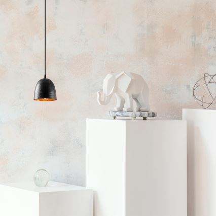 Κρεμαστό φωτιστικό με καλώδιο TATTOO 1xE27/40W/230V Ø 16 cm μαύρο