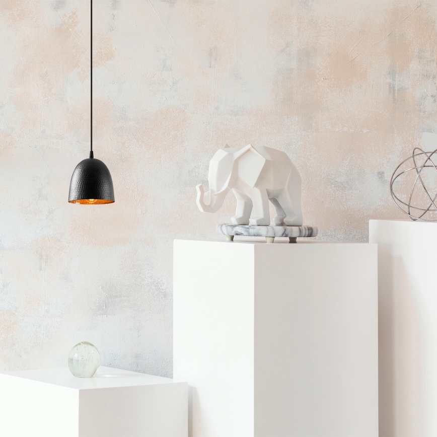 Κρεμαστό φωτιστικό με καλώδιο TATTOO 1xE27/40W/230V Ø 16 cm μαύρο